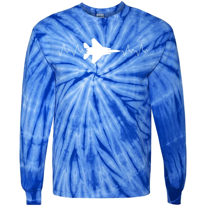 Airplane Pilot Air force Heartbeat Tie-Dye Long Sleeve Shirt