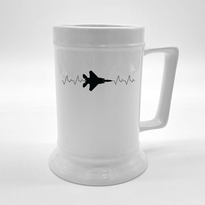 Airplane Pilot Air force Heartbeat Front & Back Beer Stein