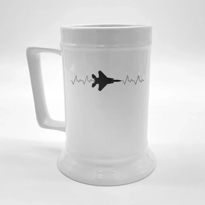 Airplane Pilot Air force Heartbeat Front & Back Beer Stein