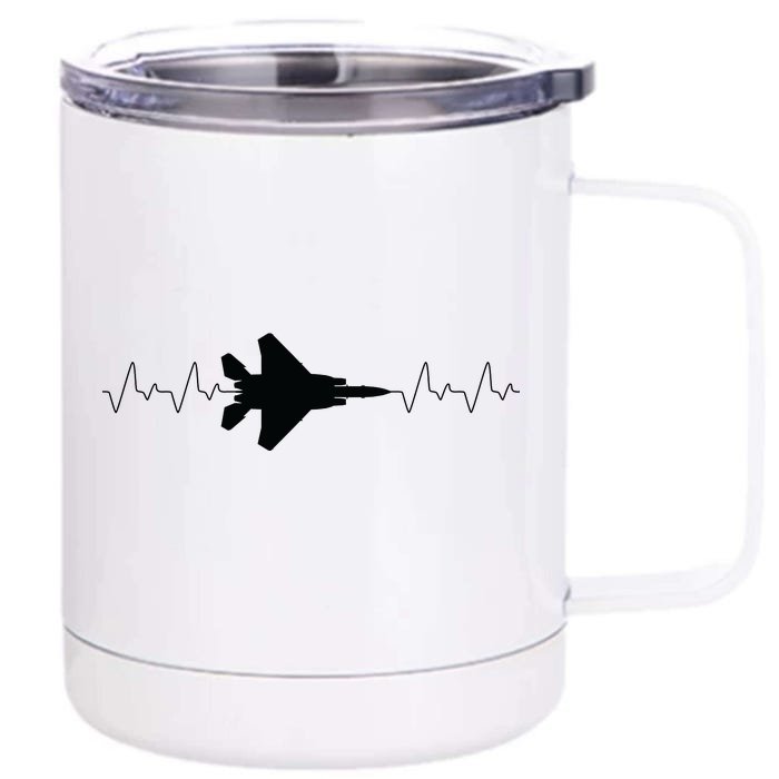 Airplane Pilot Air force Heartbeat Front & Back 12oz Stainless Steel Tumbler Cup