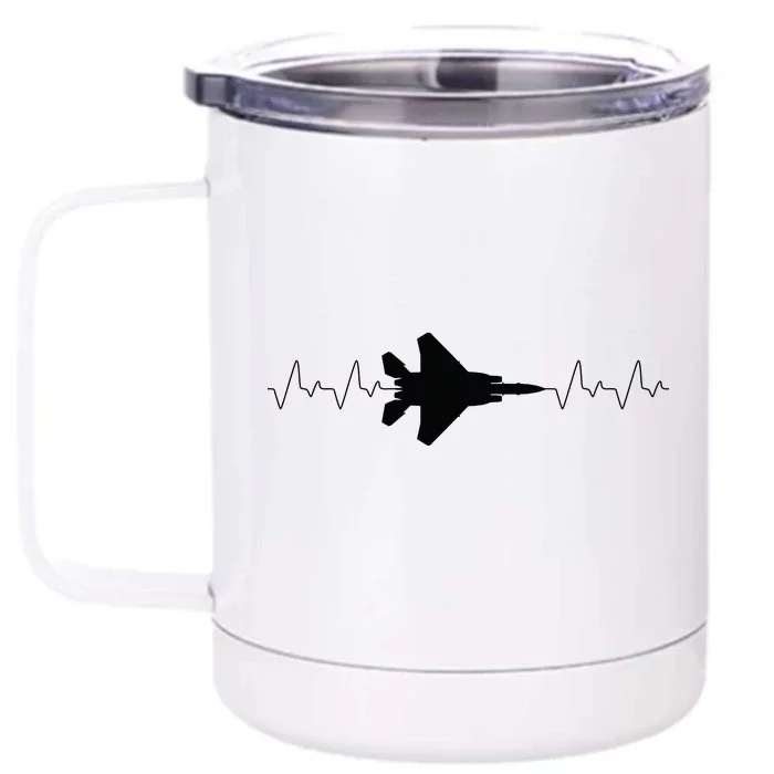 Airplane Pilot Air force Heartbeat Front & Back 12oz Stainless Steel Tumbler Cup