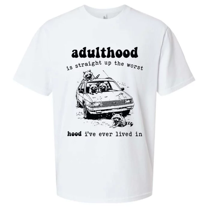 Adulthood Is Straight Up Worst Hood IVe Ever Lived In Sueded Cloud Jersey T-Shirt