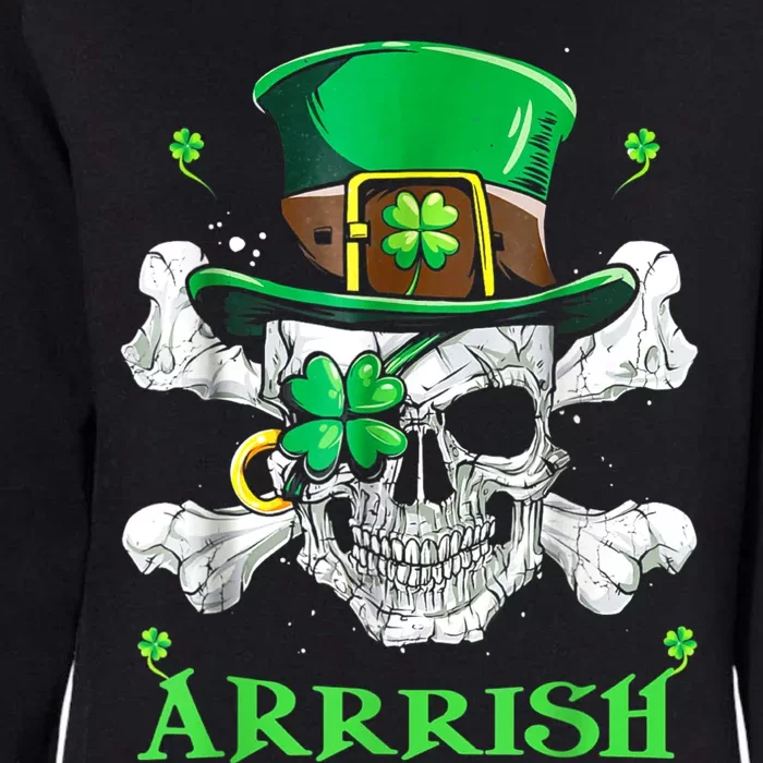 Arrrish Irish Shamrock Clover Skull St Patricks Day Womens California Wash Sweatshirt