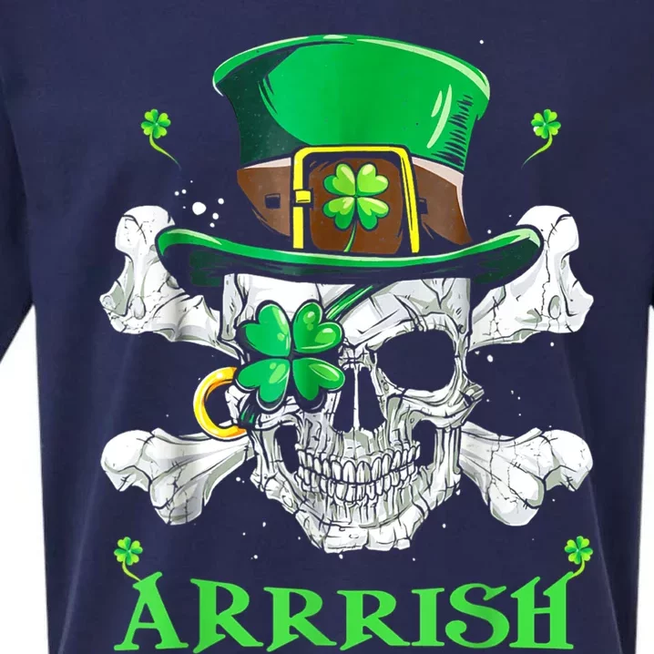 Arrrish Irish Shamrock Clover Skull St Patricks Day Sueded Cloud Jersey T-Shirt