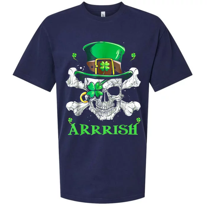 Arrrish Irish Shamrock Clover Skull St Patricks Day Sueded Cloud Jersey T-Shirt