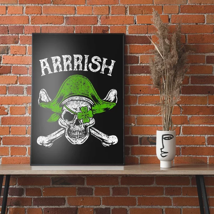 Arrrish Irish Shamrock Clover Skull St Patricks Day Poster