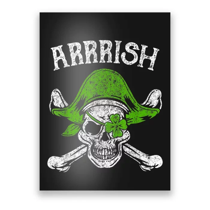 Arrrish Irish Shamrock Clover Skull St Patricks Day Poster