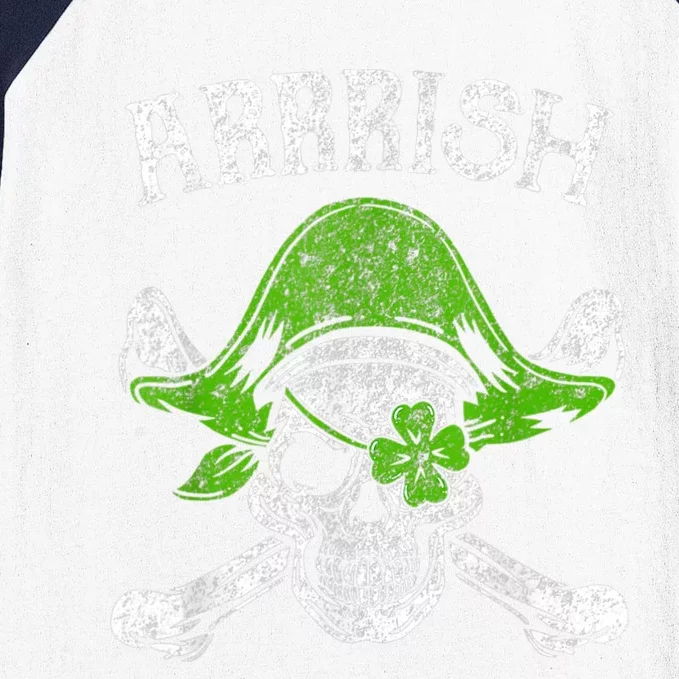 Arrrish Irish Shamrock Clover Skull St Patricks Day Baseball Sleeve Shirt