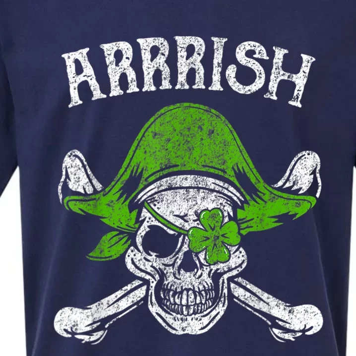 Arrrish Irish Shamrock Clover Skull St Patricks Day Sueded Cloud Jersey T-Shirt