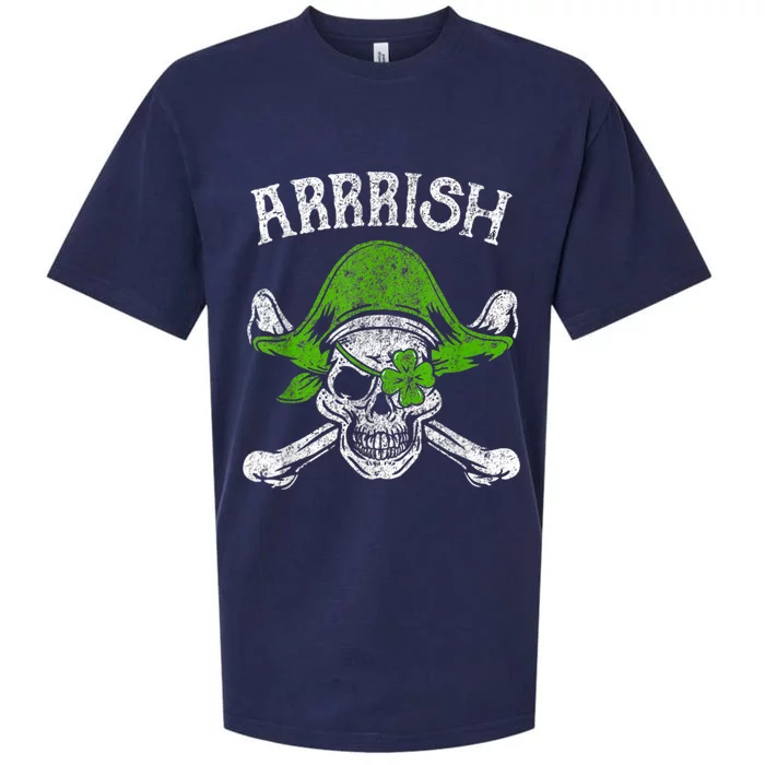 Arrrish Irish Shamrock Clover Skull St Patricks Day Sueded Cloud Jersey T-Shirt