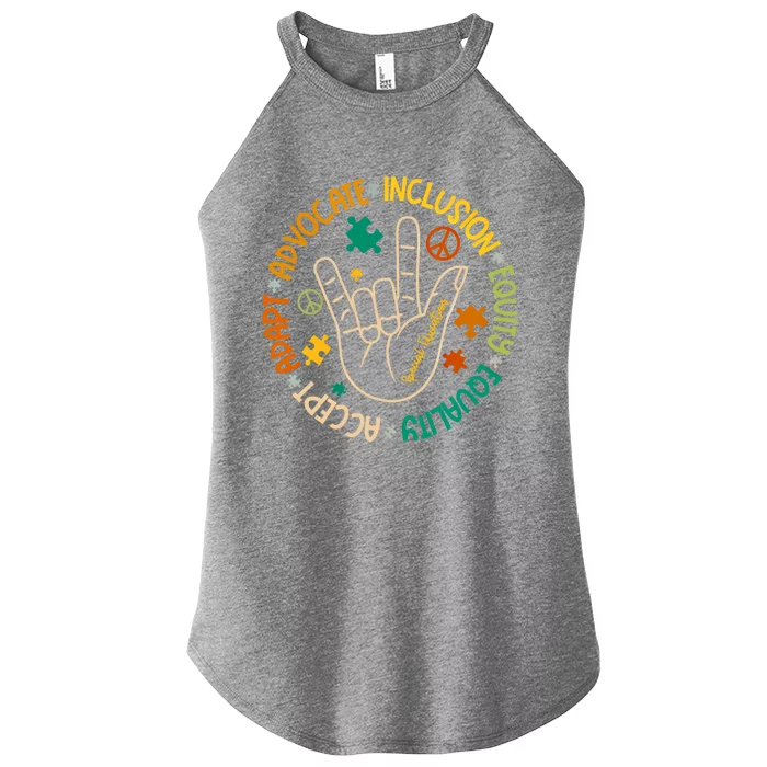 Advocate Inclusion Special Education Autism Awareness Puzzle Gift Women’s Perfect Tri Rocker Tank