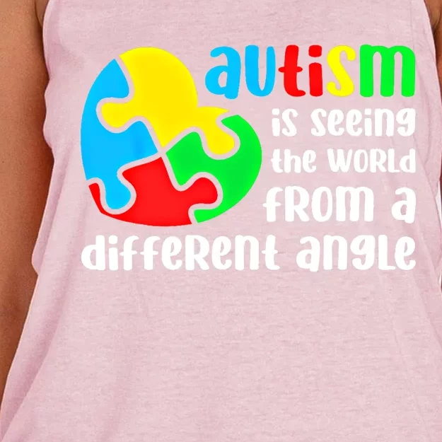 Autism Is Seeing The World From A Different Angle Autism Gift Women's Knotted Racerback Tank