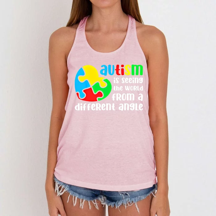 Autism Is Seeing The World From A Different Angle Autism Gift Women's Knotted Racerback Tank