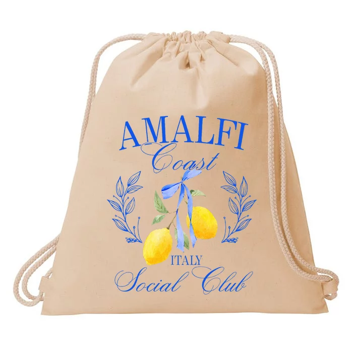 Amalficoast Iitaly Social Club Travel Trip Vacation Lemon Drawstring Bag