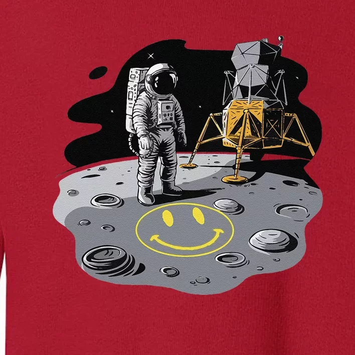 Astronaut In Space Suit Draws A Smile On The Moon In Yellow Toddler Sweatshirt