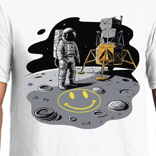 Astronaut In Space Suit Draws A Smile On The Moon In Yellow Pajama Set