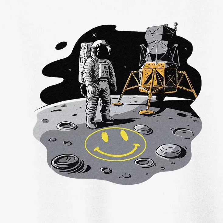 Astronaut In Space Suit Draws A Smile On The Moon In Yellow Toddler T-Shirt