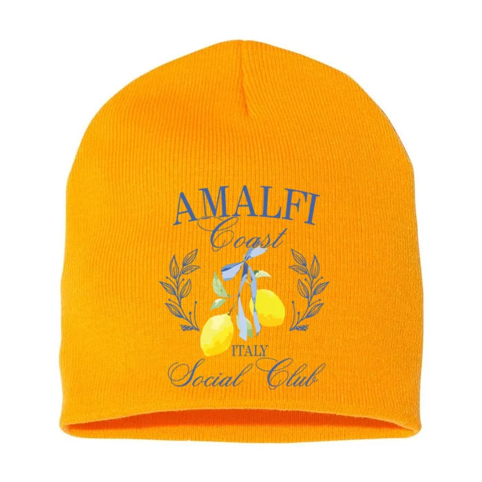 Amalficoast Iitaly Social Club Travel Trip Vacation Lemon Short Acrylic Beanie