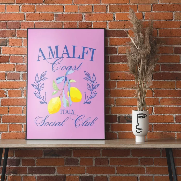 Amalficoast Iitaly Social Club Travel Trip Vacation Lemon Poster