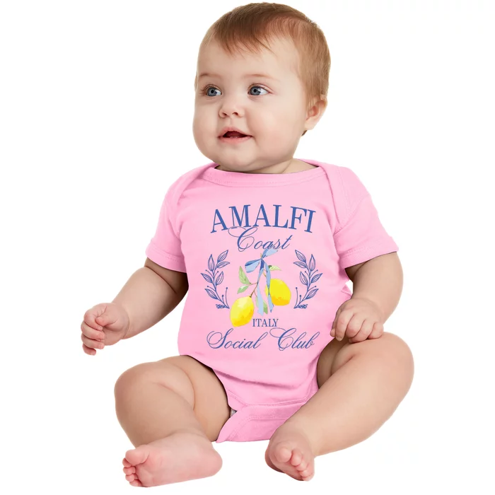 Amalficoast Iitaly Social Club Travel Trip Vacation Lemon Baby Bodysuit