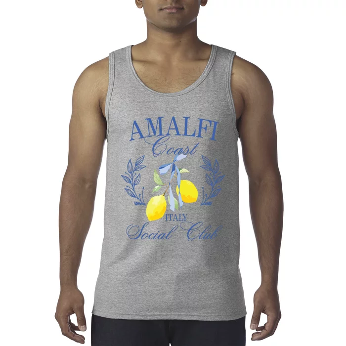 Amalficoast Iitaly Social Club Travel Trip Vacation Lemon Tank Top