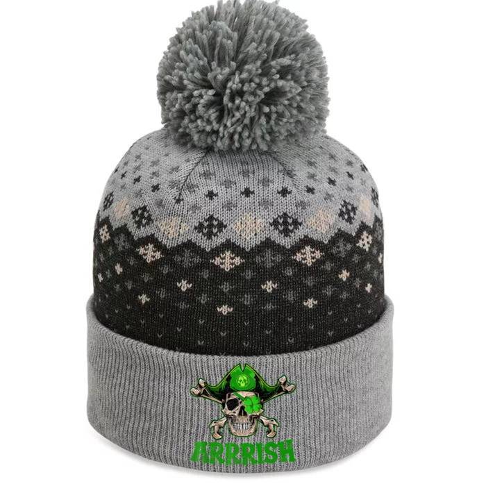 Arrrish Irish Shamrock Clover Skull St Patricks Day The Baniff Cuffed Pom Beanie