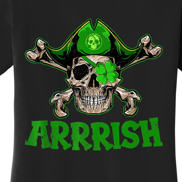 Arrrish Irish Shamrock Clover Skull St Patricks Day Women's T-Shirt