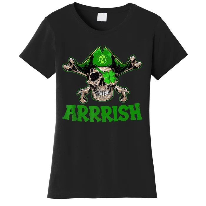 Arrrish Irish Shamrock Clover Skull St Patricks Day Women's T-Shirt