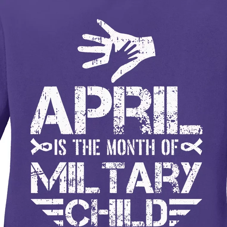 April Is The Month Of The Military Child Army Soldier Ladies Long Sleeve Shirt