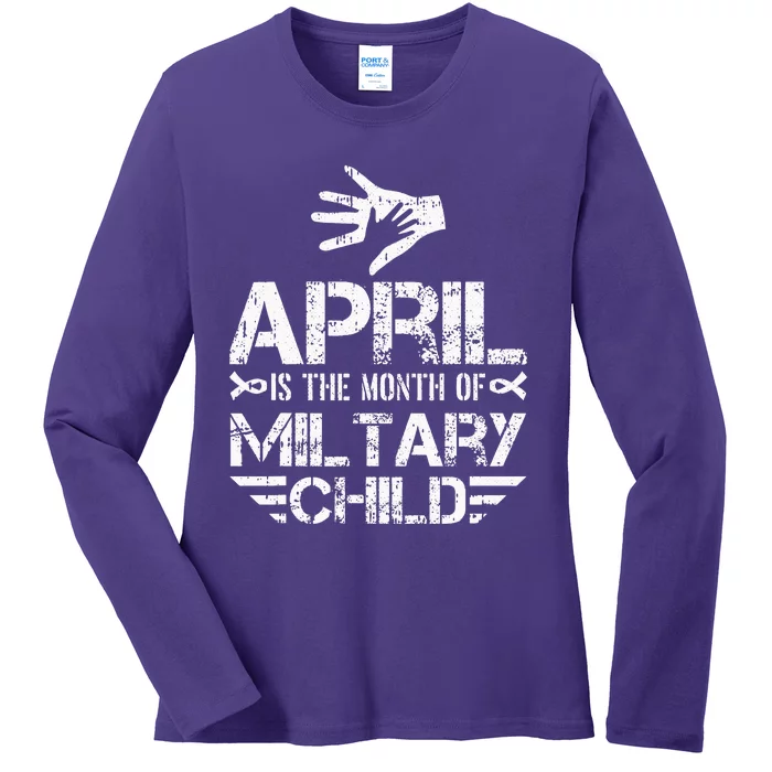 April Is The Month Of The Military Child Army Soldier Ladies Long Sleeve Shirt