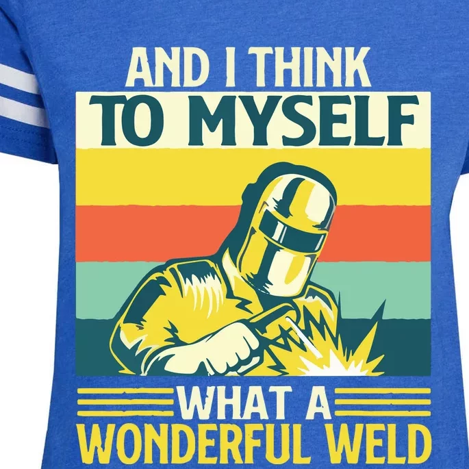 And I Think To Myself What A Wonderful Weld Welder Welding Enza Ladies Jersey Football T-Shirt