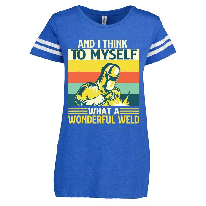 And I Think To Myself What A Wonderful Weld Welder Welding Enza Ladies Jersey Football T-Shirt