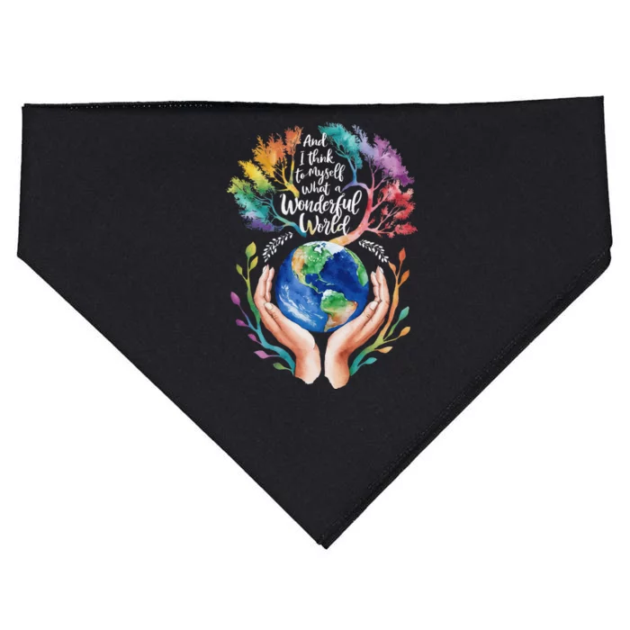 And I Think To Myself What A Wonderful World Earth Day Long Sleeve USA-Made Doggie Bandana