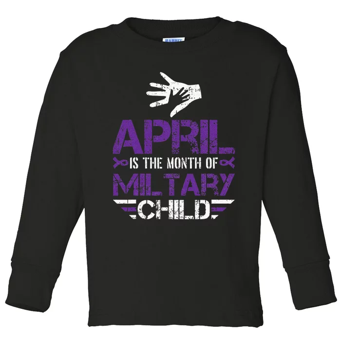 April Is The Month Of The Military Child Army Soldier Toddler Long Sleeve Shirt