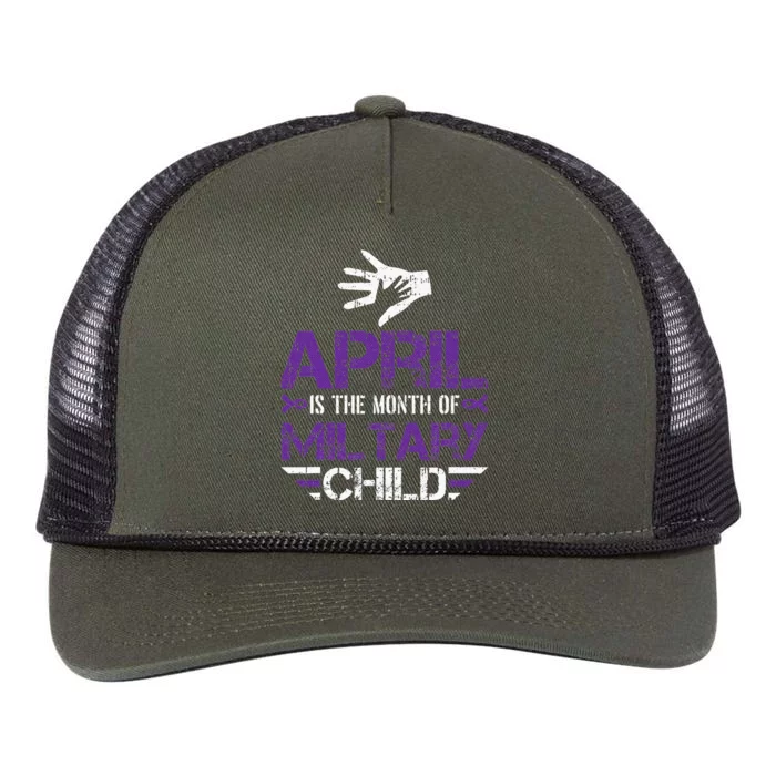 April Is The Month Of The Military Child Army Soldier Retro Rope Trucker Hat Cap