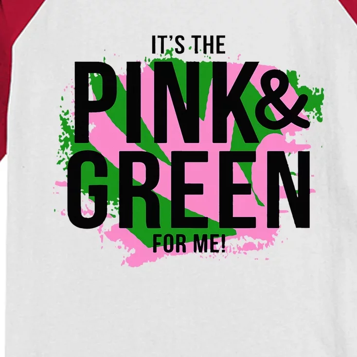 A ItS The Pink And Green For Me Sorority Kids Colorblock Raglan Jersey