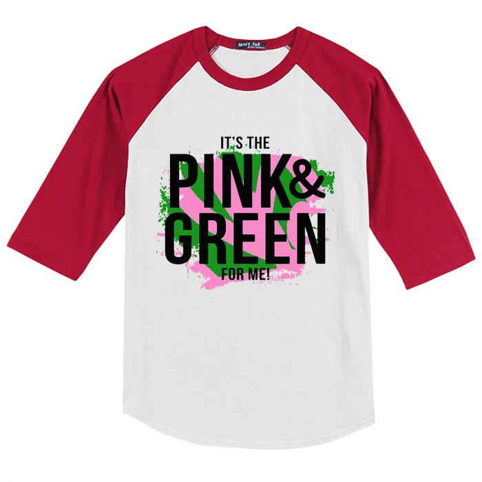 A ItS The Pink And Green For Me Sorority Kids Colorblock Raglan Jersey