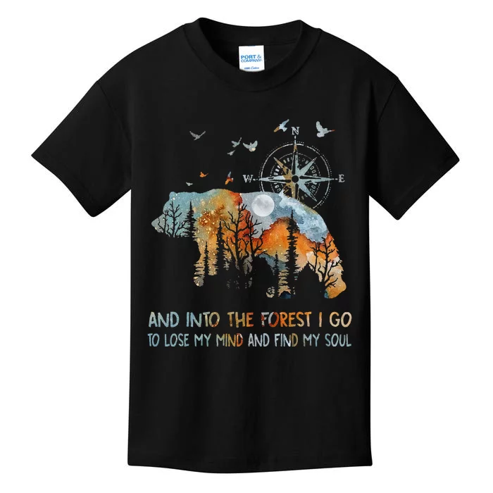 And Into The Forest I Go To Lose My Mind Camping Bear Kids T-Shirt