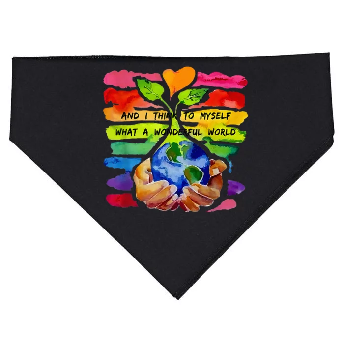 And I Think To Myself What A Wonderful World Earth Day USA-Made Doggie Bandana