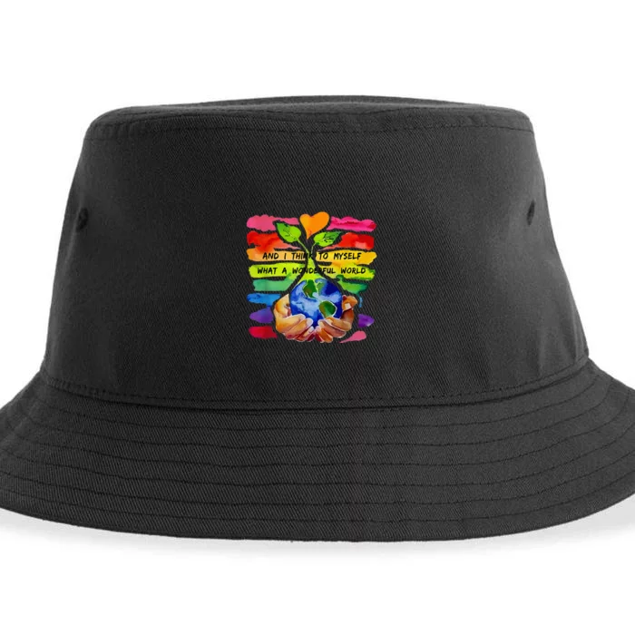 And I Think To Myself What A Wonderful World Earth Day Sustainable Bucket Hat