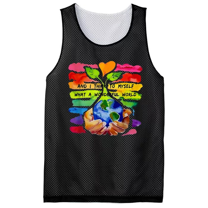 And I Think To Myself What A Wonderful World Earth Day Mesh Reversible Basketball Jersey Tank