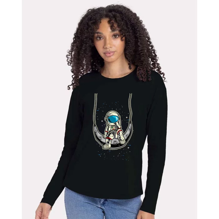 Astronaut In The Moon Womens Cotton Relaxed Long Sleeve T-Shirt