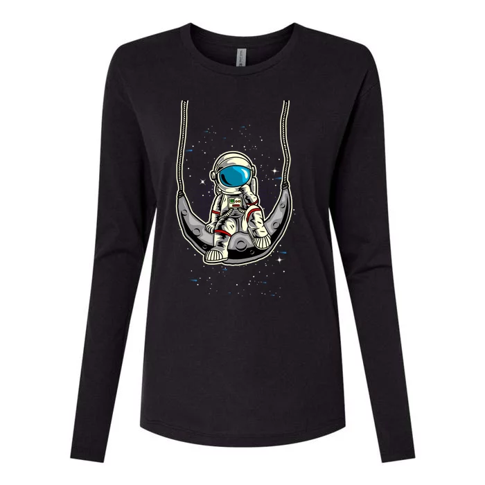 Astronaut In The Moon Womens Cotton Relaxed Long Sleeve T-Shirt