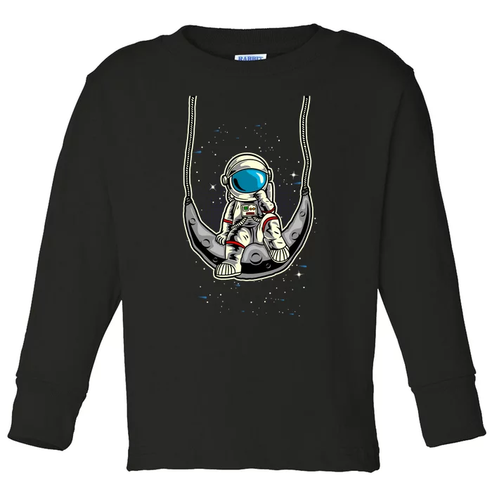 Astronaut In The Moon Toddler Long Sleeve Shirt