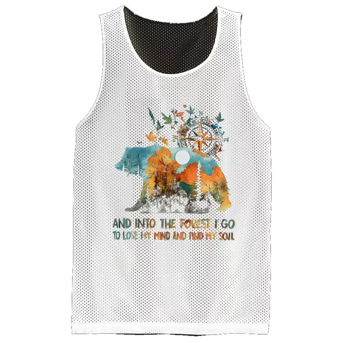 And Into The Forest I Go To Lose My Mind Camping Bear Mesh Reversible Basketball Jersey Tank