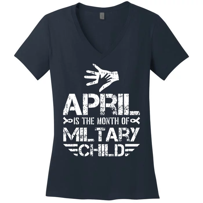 April Is The Month Of The Military Child Army Soldier Kids, Purple Up Women's V-Neck T-Shirt