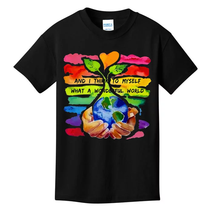 And I Think To Myself What A Wonderful World Earth Day Kids T-Shirt