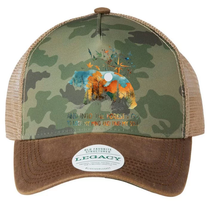 And Into The Forest I Go To Lose My Mind Camping Bear Legacy Tie Dye Trucker Hat