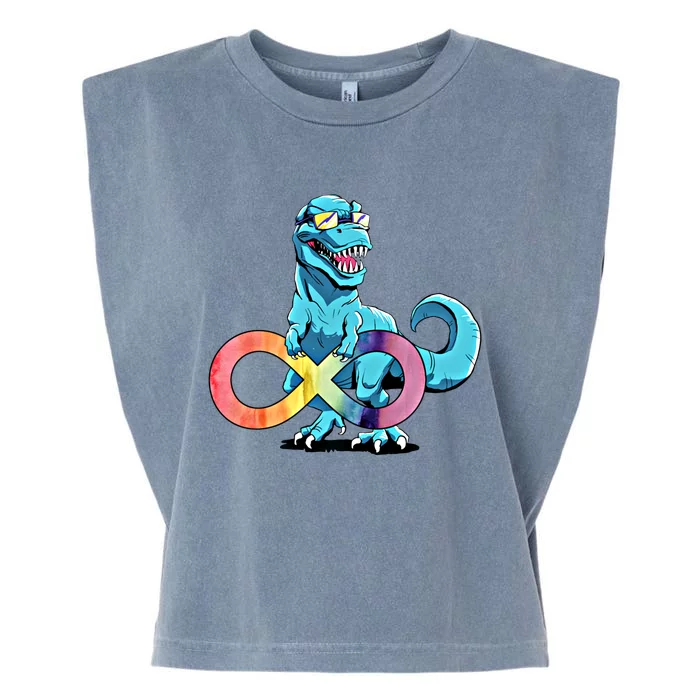 Autism Infinity Trex Dinosaur Gift Garment-Dyed Women's Muscle Tee