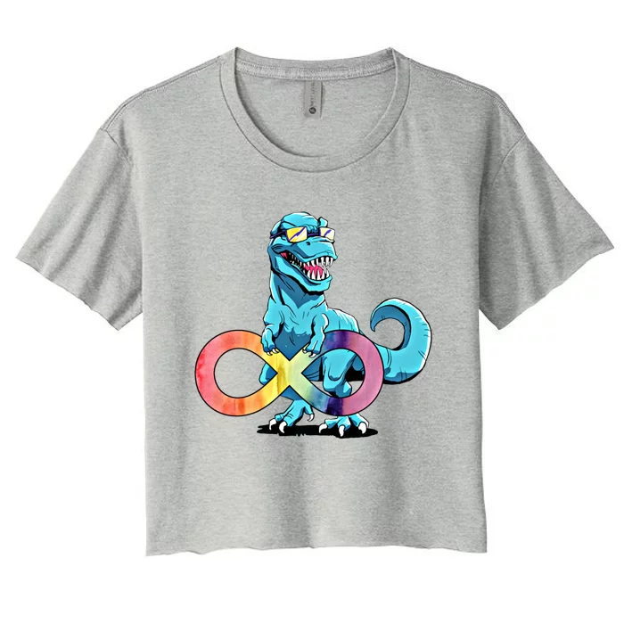 Autism Infinity Trex Dinosaur Gift Women's Crop Top Tee